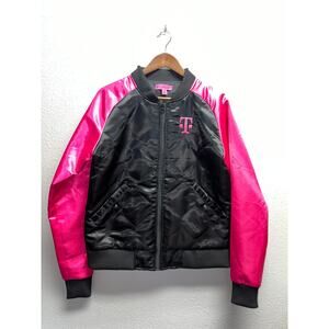 Womens T Mobile Bomber Jacket Black Pink Full Zip T-Mobile Outerwear Medium